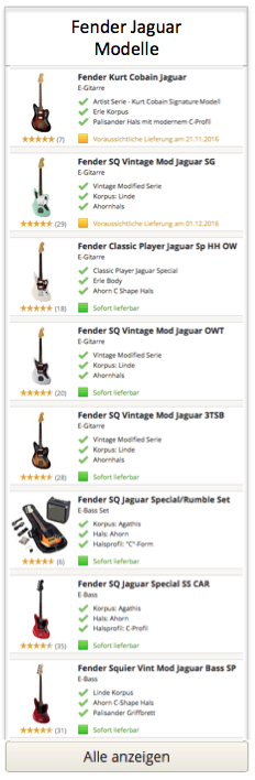 Fender Jaguar Modelle