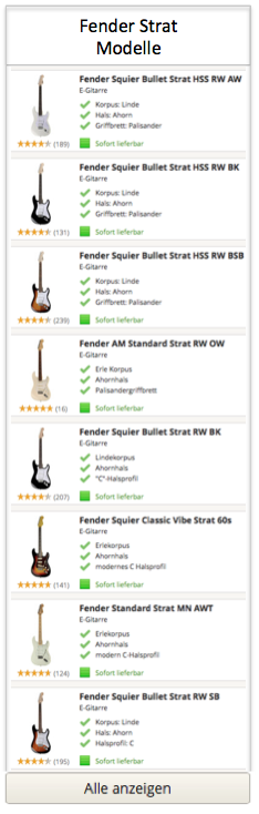 Fender Strat Gitarren