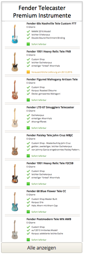 Fender Telecaster Premium Modelle