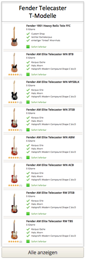 Fender Telecaster T-Modelle