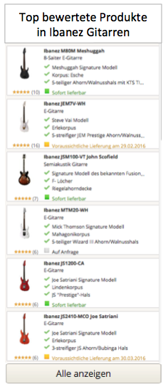 Top bewertete Produkte in Ibanez Gitarrren