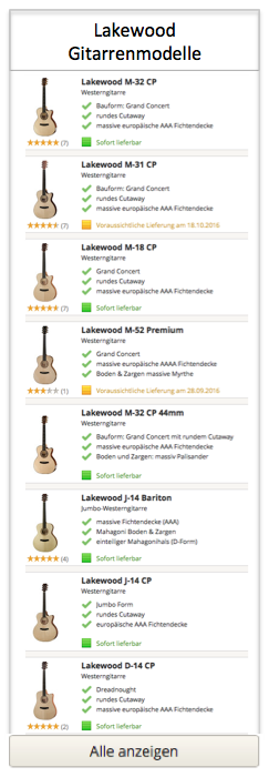 Lakewood Gitarren Modelle