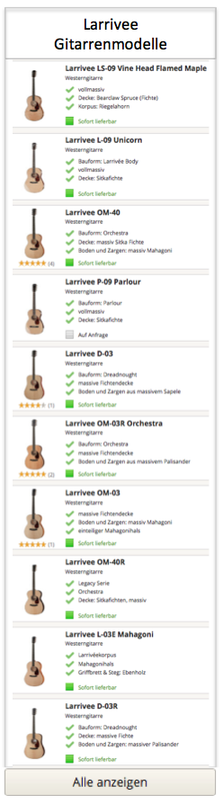 Larrivee Gitarrenmodelle