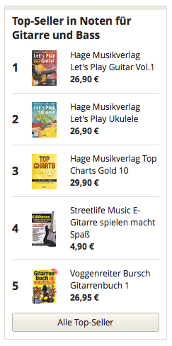 Topseller in Noten für Gitarre und Bass