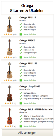 Ortega Gitarren und Ukulelen