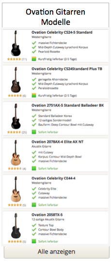 Ovation Gitarren Modelle
