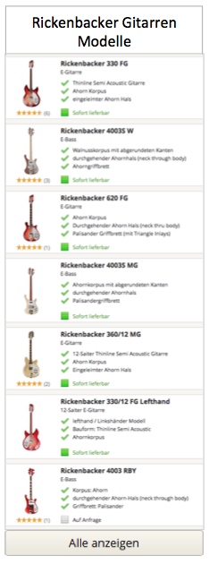 Rickenbacker Gitarren Modelle