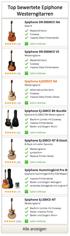 Top Epiphone Westerngitarren