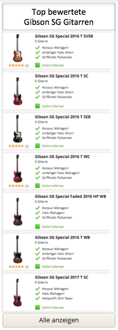 Top bewertete Gibson SG Gitarren