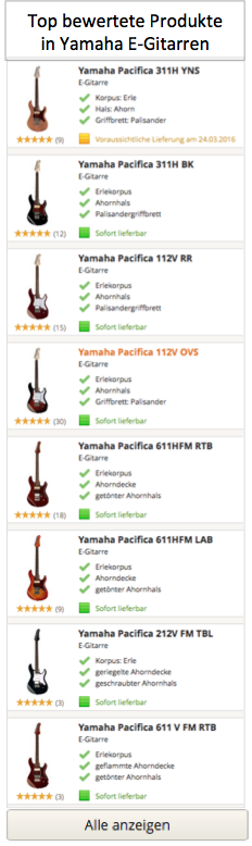 Top Produkte in Yamaha E-Gitarren