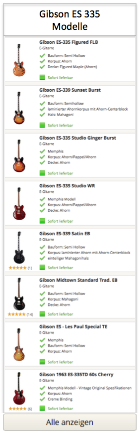 Gibson ES 335 Gitarren Modelle
