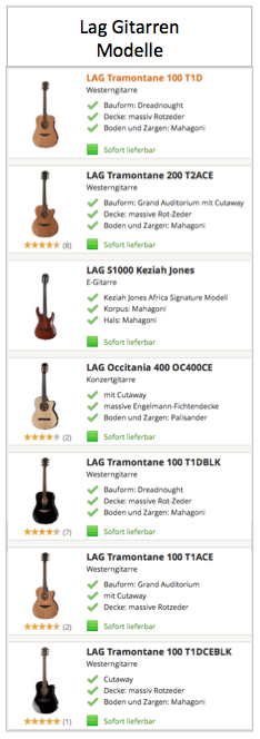 Lag Gitarren Modelle