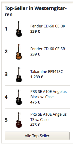 Topseller in Westerngitarren